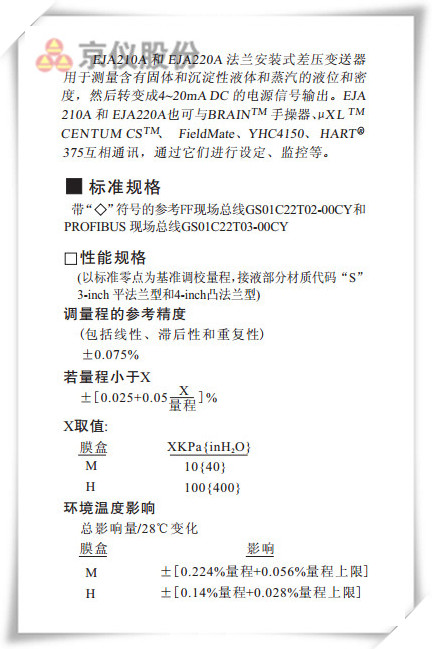 EJA210A 和 EJA220A法兰安装式差压91短视频免费下载